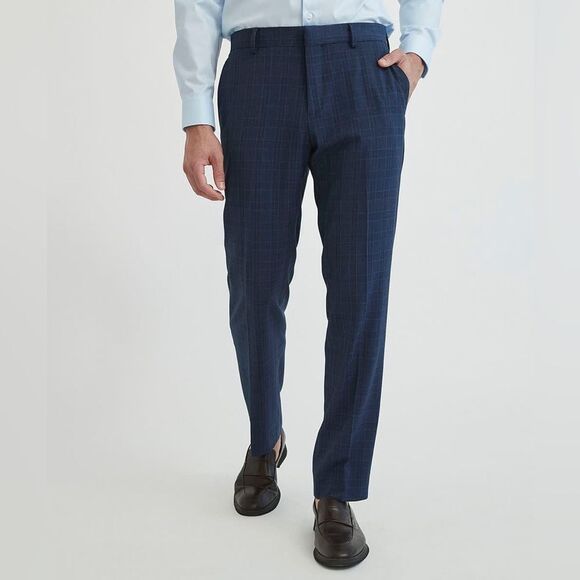 Regular fit stetch blue checkered suit pant 31/32 - Picture 2 of 6
